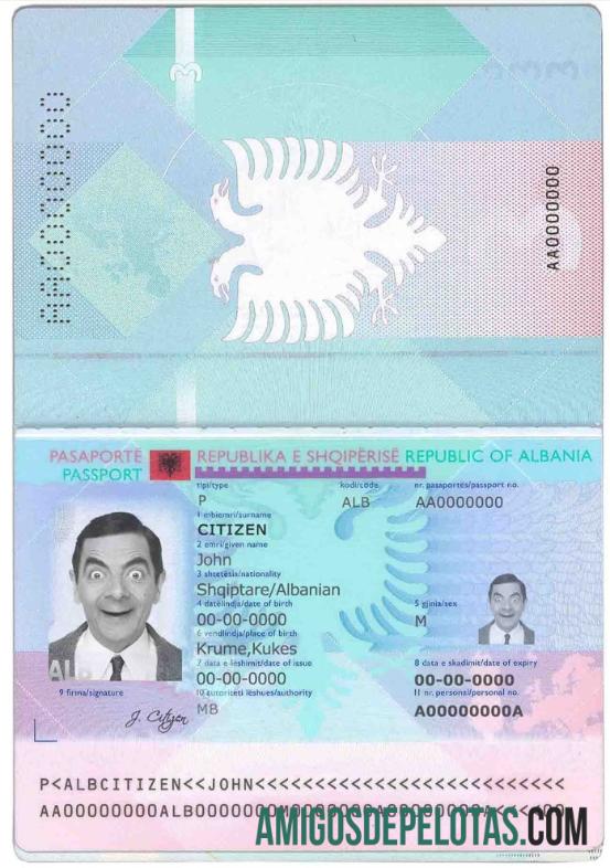 Passaporte da Albânia amostra